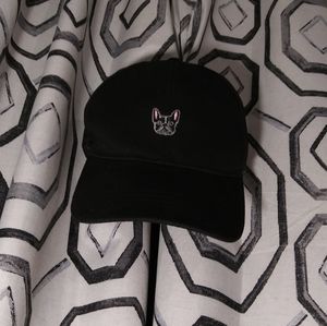 Black embroidered French bulldog Hat